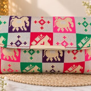 Traditional Pethani Patchwork Clutch Bag – Multicolour Ethnic Handcrafted Purse