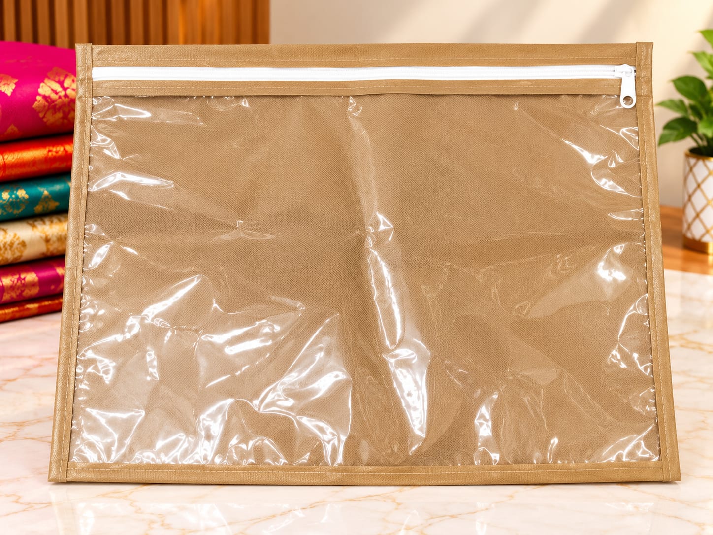 Premium Saree Storage Cover with Transparent Window & Zipper - Image 14