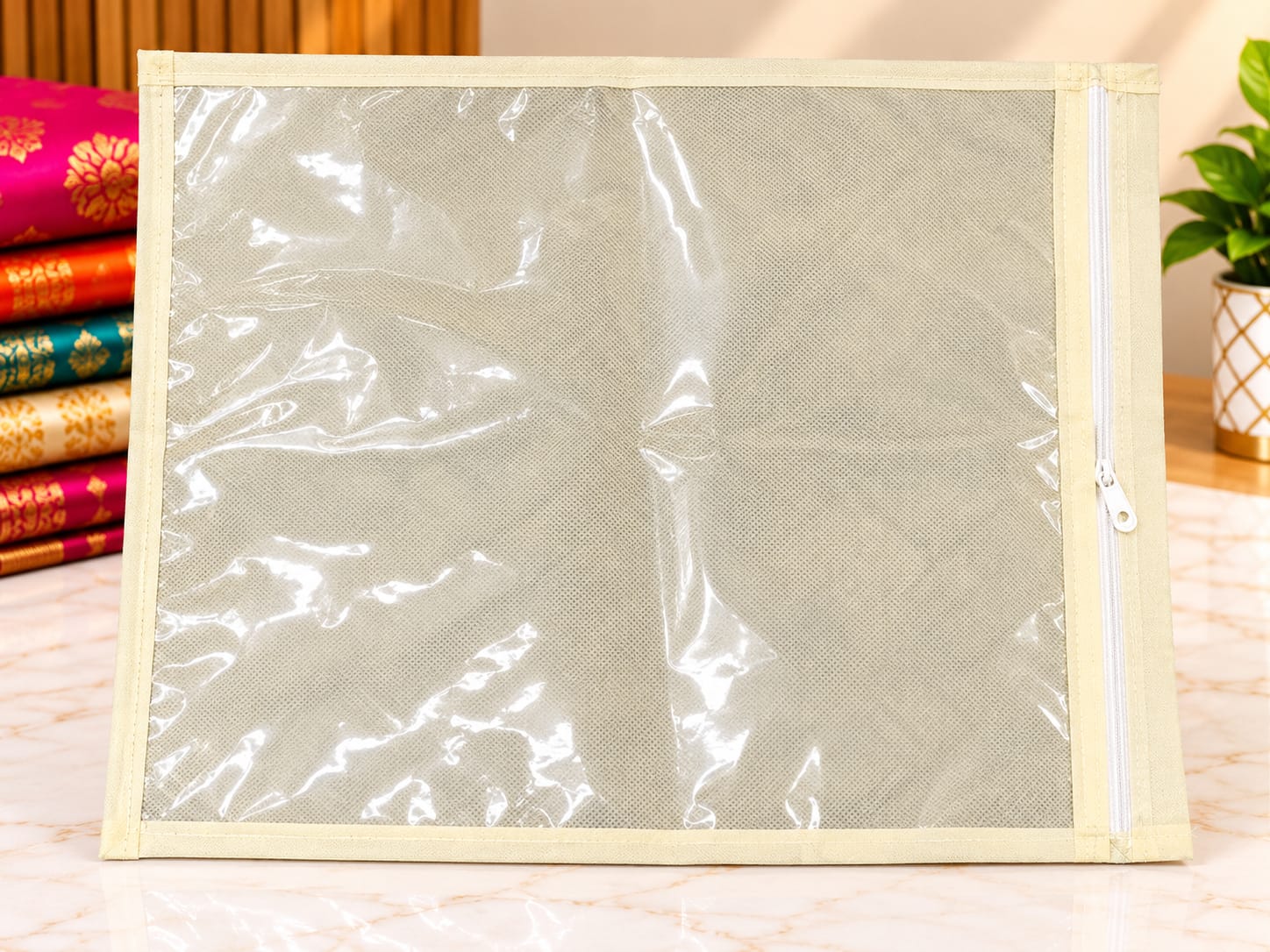Premium Saree Storage Cover with Transparent Window & Zipper - Image 11
