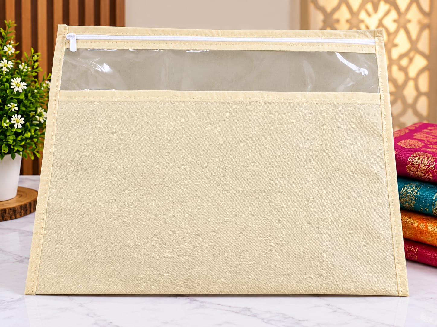 Premium Saree Storage Cover with Transparent Window & Zipper - Image 6
